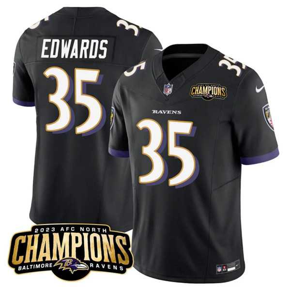 Men & Women & Youth Baltimore Ravens #35 Gus Edwards Black 2023 F.U.S.E. AFC North Champions Vapor Limited Jersey,We sell and wholesale Men & Women & Youth Baltimore Ravens #35 Gus Edwards Black 2023 F.U.S.E. AFC North Champions Vapor Limited Jersey on line form chian!